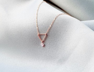 【14Kgf不褪色】 三角 裸鑽  項鍊 客製化 不過敏