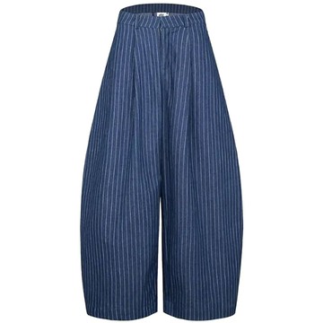 PUSH PUSH STRIPES PANTS 細條紋 寬鬆長褲 (藍色)