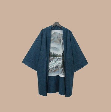 Back to Green-日本帶回羽織 水墨河川M-17/vintage kimono