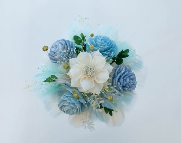 藍綠色系 索拉花捧花_森嶼微光 lafleurisflower是花花藝 特價中