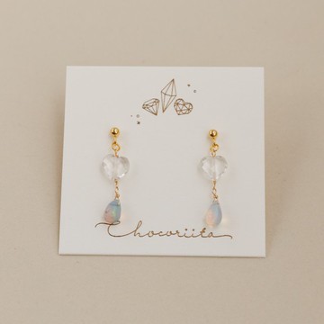 水晶 彩色蛋白石 蛋白石 耳環 夾式耳環 耳環吊飾