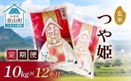 《定期便》金山産米「つや姫」10kg×12ヶ月 計120kg 12ヶ月 米 お米 白米 ご飯 玄米 ブランド米 つや姫 送料無料 東北 山形 金山町 F4B-0180