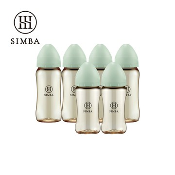 Simba 小獅王辛巴 - 蘊蜜鉑金PPSU寬口防脹氣奶瓶(4大2中)-全齡適用-綠沐