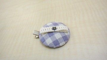 手感包釦鴨嘴夾 - 紫格