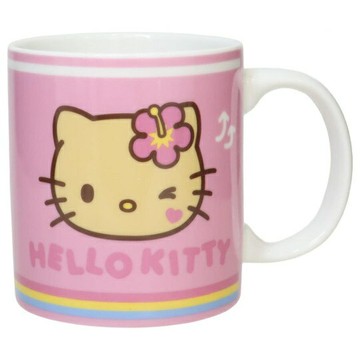 【震撼精品百貨】凱蒂貓_Hello Kitty~日本SANRIO三麗鷗 KITTY曬黑夏威夷馬克杯-扶桑花*60649