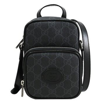 GUCCI 672952 Interlocking G 品牌印花斜背兩用記者包.黑