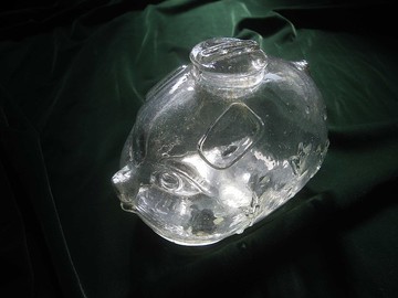 【老時光 OLD-TIME】早期台灣稀有老玻璃工藝大豬公存錢筒撲滿