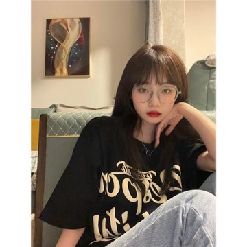 韓版2022夏季新款小眾寬松短袖T恤女趣味甜美上衣大碼打底衫潮ins