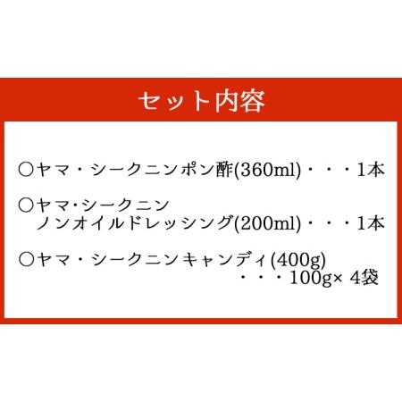 ふるさと納税 徳之島のヤマ・シークニン(シークヮーサー)ポン酢・ドレッシング・キャンディーセット M-9 鹿児島県天城町