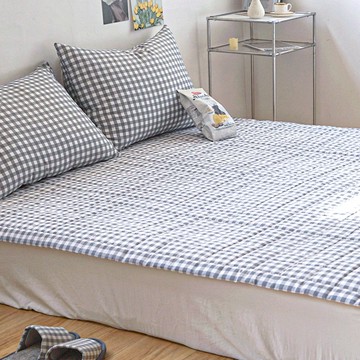 Lucidsleep 柔軟防塵格紋固定帶床墊 韓國製  灰色格紋  SS(200 x 110cm)