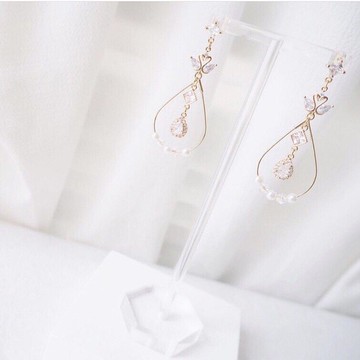 新娘耳環 新娘耳夾 生日禮物 優雅 耳環 耳夾 客製化 定制