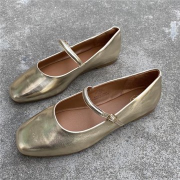 外貿2024年春季新款女士法式溫柔風芭蕾舞鞋平底單鞋方頭瑪麗珍鞋