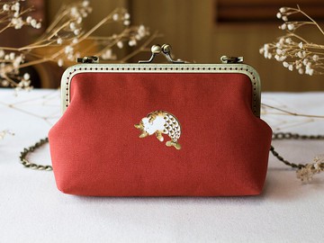 【客製化禮物】貓魚口金包/側背包/手機包_手工繪製