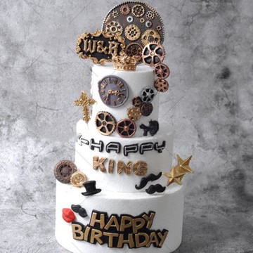 朋克風男士字母模具吃雞模具齒輪鐘表金屬風巧克力翻糖硅膠模具