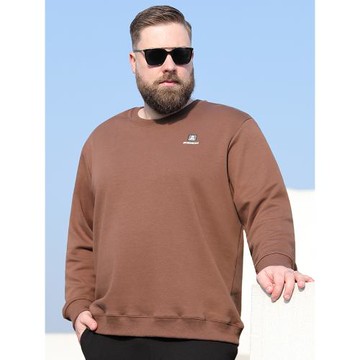 百勝狐衛衣男春秋季加肥加大美式字母刺繡圓領長袖打底衫胖子上衣