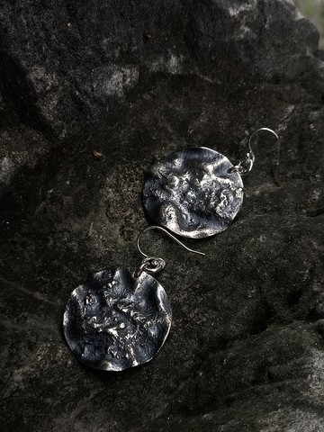 粗曠感圓銀耳環