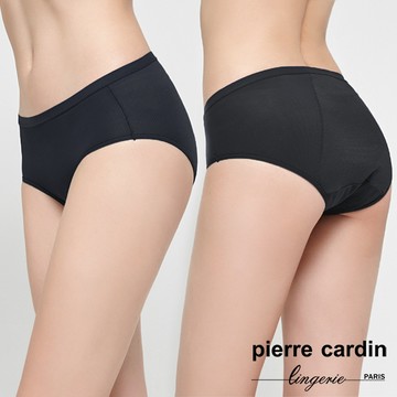 【pierre cardin 皮爾卡登女性內衣】素色網眼生理內褲-黑