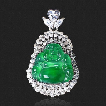 一車都不夠搶翡翠 掌柜收藏級A貨近帝王綠翡翠佛公吊墜 送證書