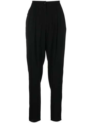 Emporio Armani - high-waist tapered trousers - women - Spandex/Elastane/Polyester - 48 - Black