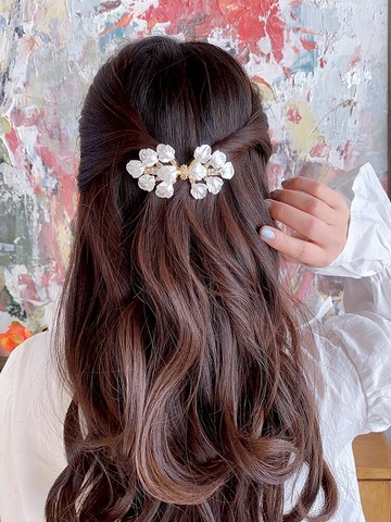 半扎發一字發夾女韓國ins網紅復古優雅后腦勺夾子頭飾彈簧夾發卡