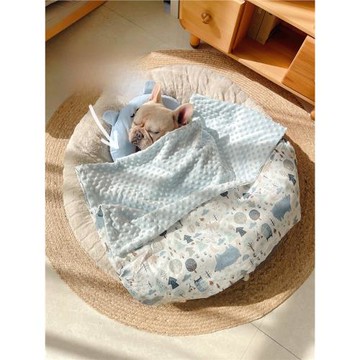 寵物安撫豆豆毛毯秋冬保暖蓋被抱毯全棉雙面狗被子加厚毛絨墊子