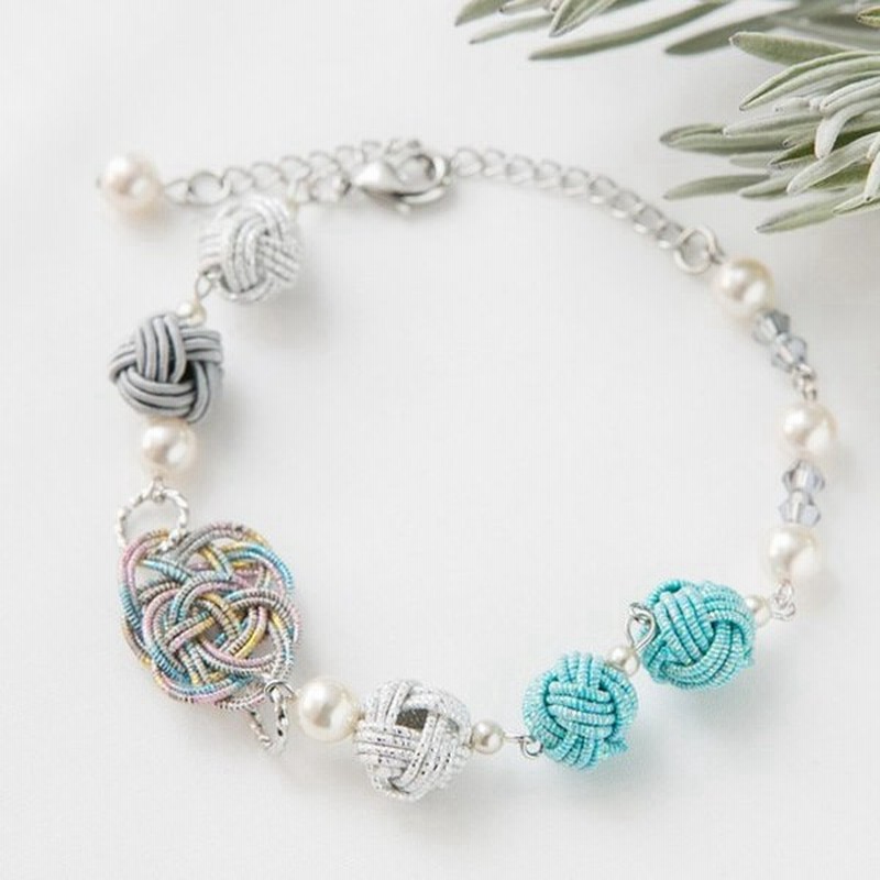 水引キット 玉結びのブレスレット パールブルー Piece ピース キンキ 水引 キット ハンドメイド アクセサリー 通販 Lineポイント最大1 0 Get Lineショッピング