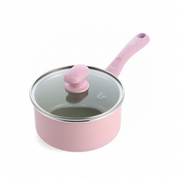 GreenPan GreenChef 鑽石陶瓷塗層不沾單柄湯鍋 Sandstone系列 16cm (櫻花粉)(加蓋)(不挑爐具,IH爐適用)