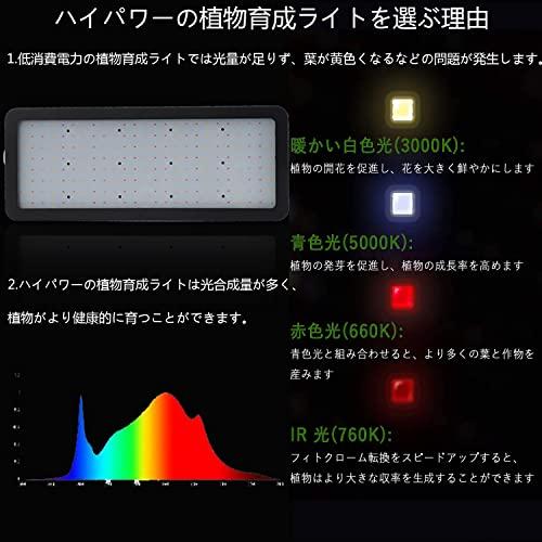 植物成長ライト LED植物育成ライト フルスペクトル 植物ライト 2つのスイッチ 三種類照明モード 植物育成用 水耕栽培ライト 室内用 1200W