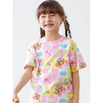 人氣卡通 - 卡通汪汪隊純棉滿版印花圓領短袖上衣-卡通人物天天-粉色