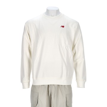 New Balance 男款 米白色 NB 棉質 圓領 大學T 長袖 MT53809SST