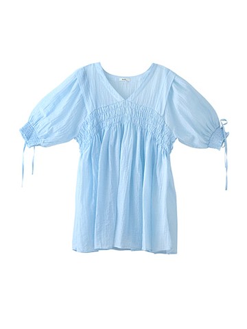 V領胸前打攬長版上衣(0S000014300) - earth music&ecology