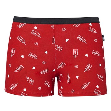 SOLIS 愛心貼系列120-150寬鬆印花四角男童褲(石榴紅)