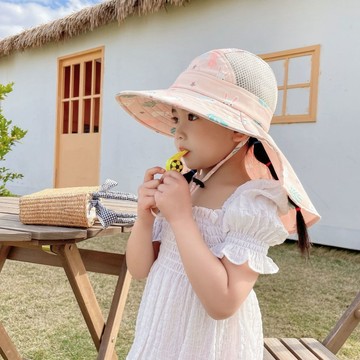 ARY 兒童帽子 兒童遮陽帽 男女童防曬帽 戶外出游遮陽帽夏季防紫外線男孩女童沙灘太陽帽大帽檐寶寶遮陽帽