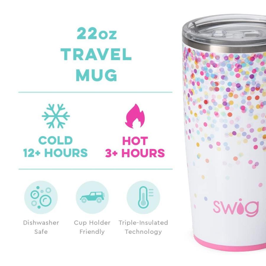 Swig Life 22oz Tall Travel Mug with Handle and Lid, Cup Holder Friendly, Di