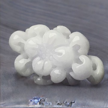 白翡翡翠牡丹花 | 裸石 | 天然緬甸玉翡翠A貨 | 送禮