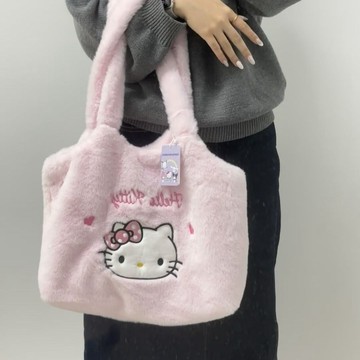 斜挎包🎀 三麗鷗hellokitty毛絨可愛單肩卡通秋冬斜挎包毛毛少女心新款包包