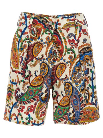 etro floral paisley print shorts