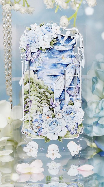 月影詩篇 窓の外は月の國 (夢の世界) PET 紙膠帶 貝殼光 10米卷