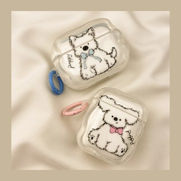 扭扭邊 可愛捲毛結西高地 AirPods4保護套 AirPods 1/23代耳機套 蘋果Pro2耳機殼 透明軟殼 情侶款