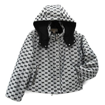 MICHAEL KORS 黑色滿版MK短版保暖連帽外套