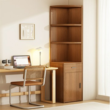 轉角置物架落地書架三角形墻角柜90度拐角收納柜一體靠墻實木書柜/櫃子/書櫃/儲物櫃/收納櫃/置物櫃/落地櫃/轉角櫃/三角櫃/墻角櫃/靠墻櫃