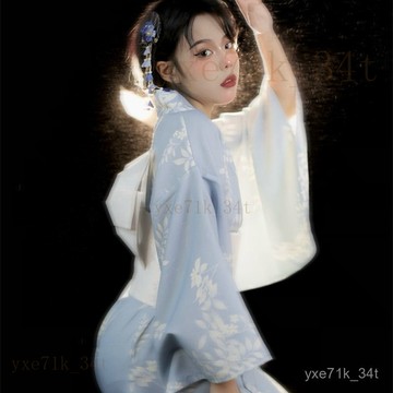 新款淺藍色日係和服 和服浴衣 改良和服 振袖 神明少女 和服 寫真服 錶演服 角色扮演 cos 連身裙女