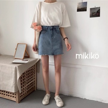 11.11｜惜物價｜399降99｜毛邊牛仔短裙 S-L【M5593】韓版 高腰 A字褲半身裙 內有安全褲 短裙 迷你裙