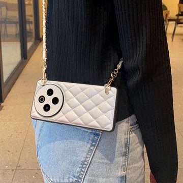 適用于vivoy300pro手機殼菱格小香風斜挎背包鏈vivo y300pro背帶掛繩手機套個性時尚網紅女款超薄防摔保護套