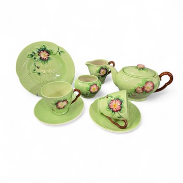 Carlton Ware 卡爾頓瓷器 - 裝飾藝術手繪澳洲設計 野玫瑰綠 雙人組