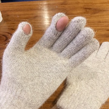 兔毛 指洞 手套 觸控 觸屏 開口 保暖 開指 現貨 實拍 3色 韓國同款 男 女 杏 灰 黑 騎車手套 SA005