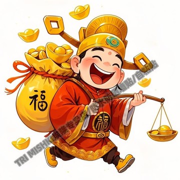 🎁年貨優選   24h營業🌈新款財神送財喜笑顔開貼紙冰箱衣櫃裝飾貼紙墻麵門窗防水自粘貼🉑開發票💋