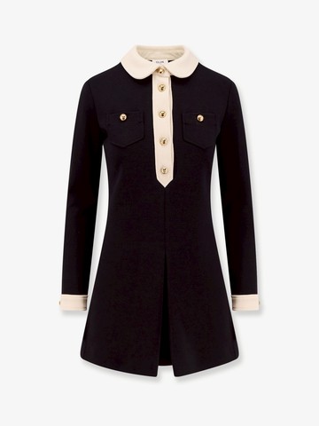 Wool dress with contrasting profiles - CELINE - gender_Woman