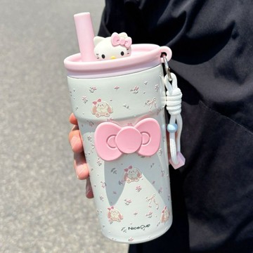 臺灣出貨🥛】多喝水水杯夏季🍼hellokitty保溫杯女生高顏值吸管杯新款不鏽鋼大容量可愛便攜水杯WFCV