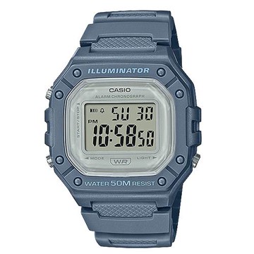 【CASIO 卡西歐】電子錶 樹脂錶帶 防水50米 LED燈光 碼錶 W-218HC(W-218HC-2A)